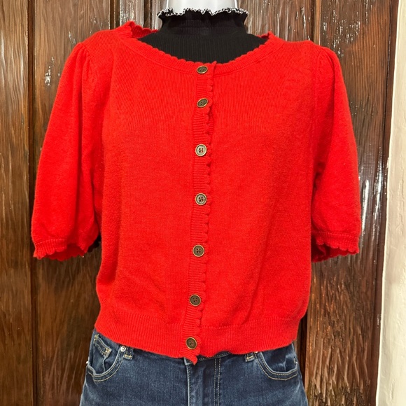 Red Button-Up Cardigan - Picture 4 of 4